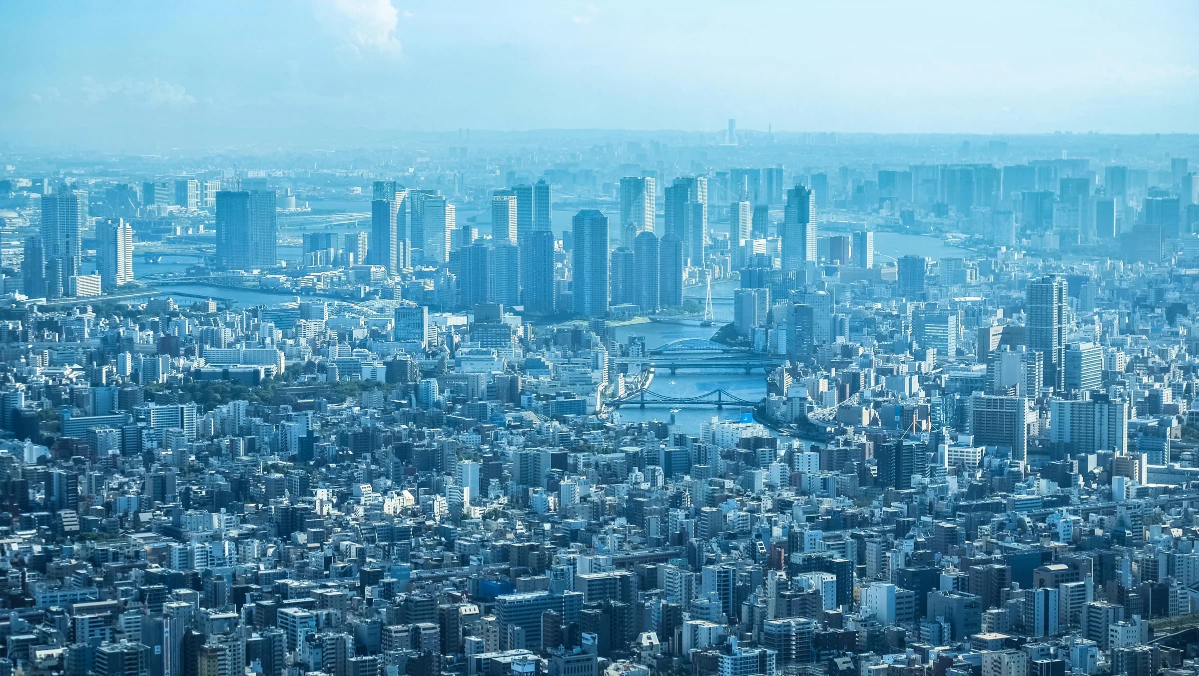 An aerial view of a city